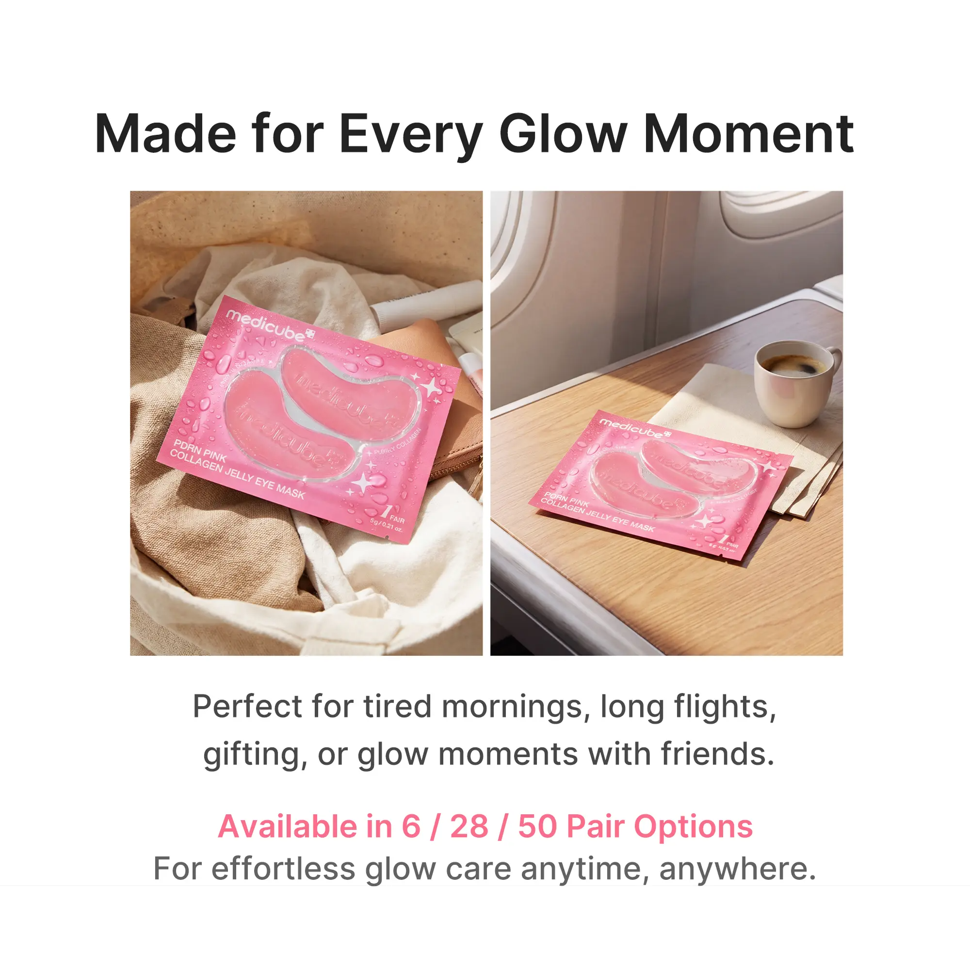 Pink Collagen Jelly Eye Mask | Hydrogel Eye Patches with PDRN, Collagen, NAD | Refreshing for Puffy