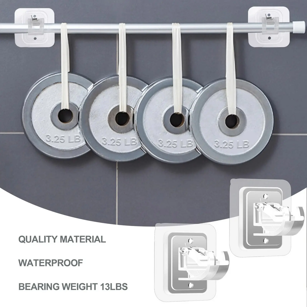 Curtain Rod Brackets with Clips – Transparent Adjustable Drapery Hooks & Rod Holders