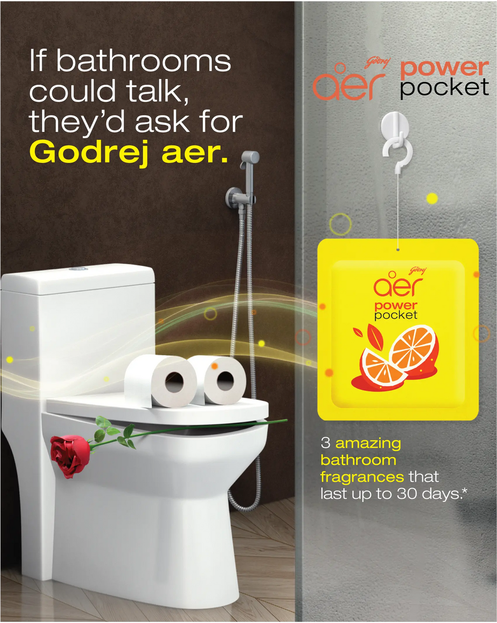 Godrej Aer Power Pocket Hanging Air Freshener – 3 to 5 Scents | Up to 30 Days Fresh