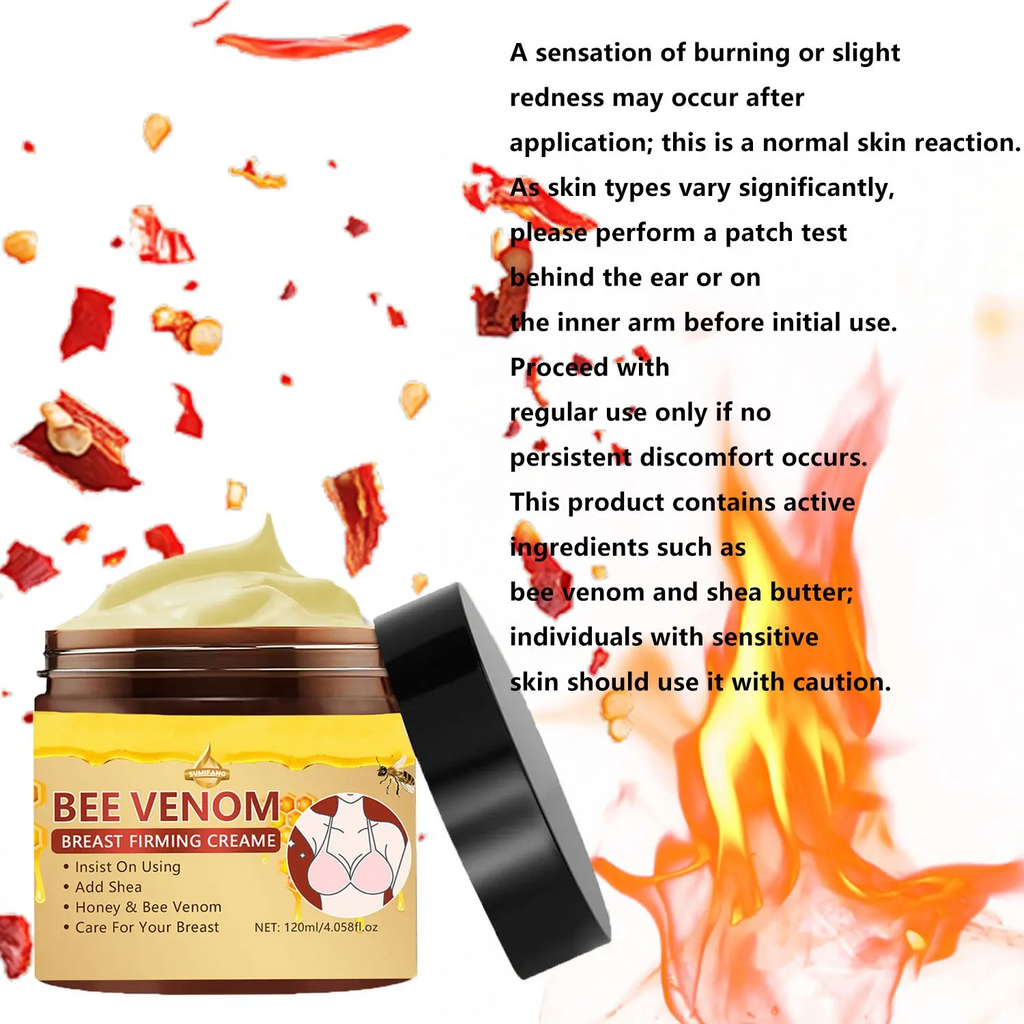 Nourishing Chest and Body Lotion with Shea Butter and Bee Venom Extract, Massage Cream Moisturizer for Women, 120 ml