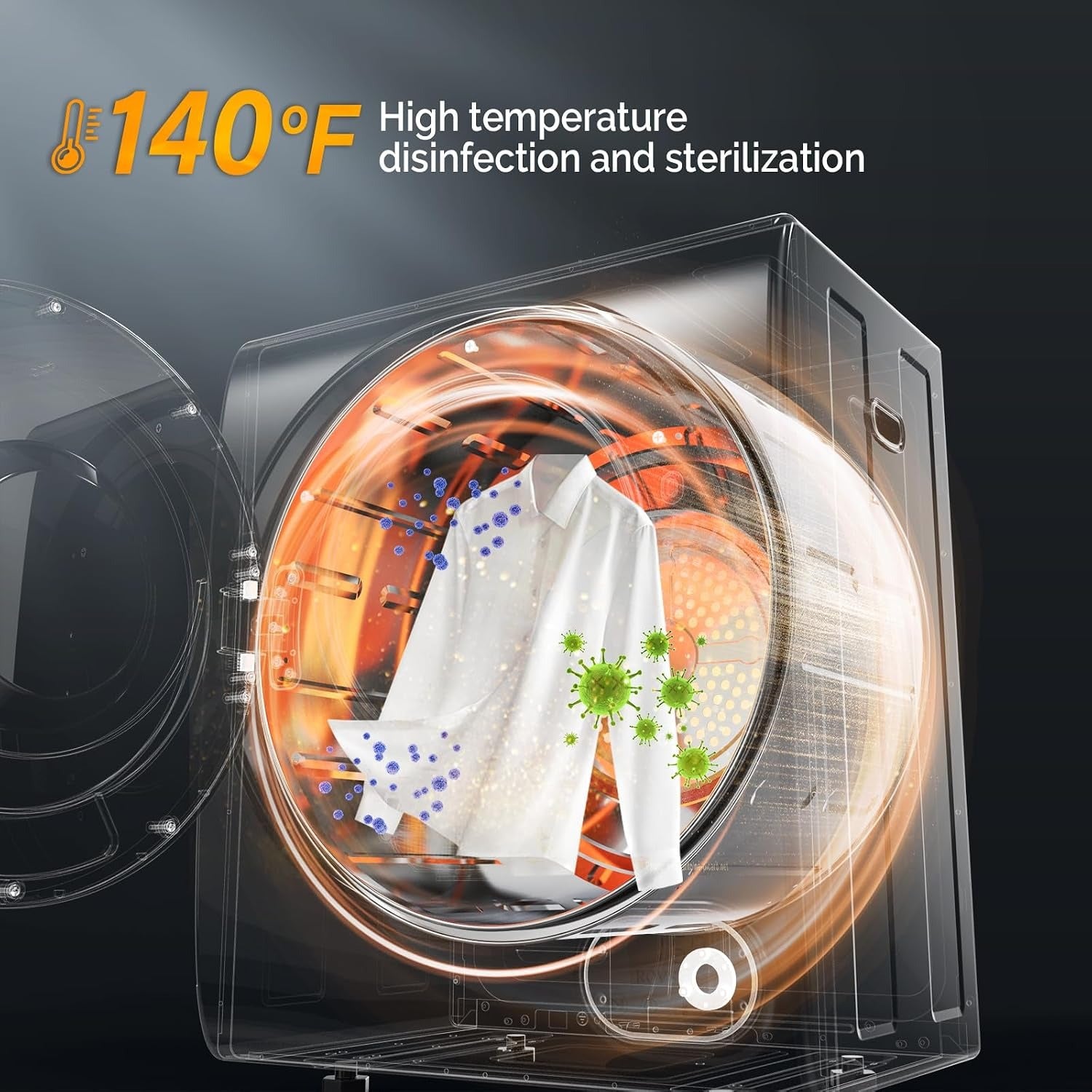 Portable Clothes Dryer – 110V Front Load Tumble Dryer with Stainless Steel Tub