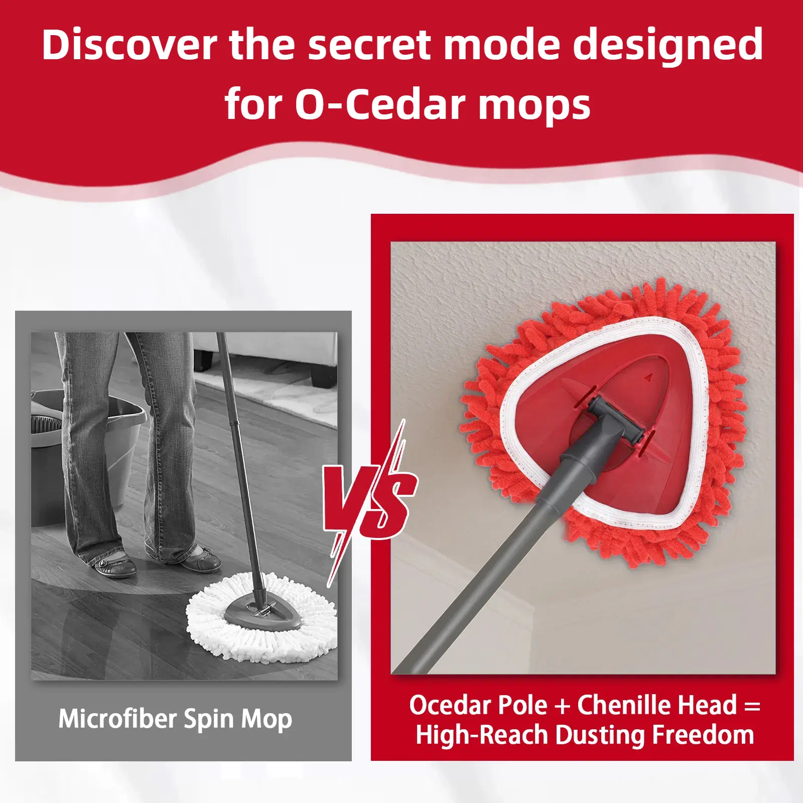 O-Cedar Replacement Mop Heads – Chenille Duster & Scrub Pad Set (Compatible with One-Tank System)