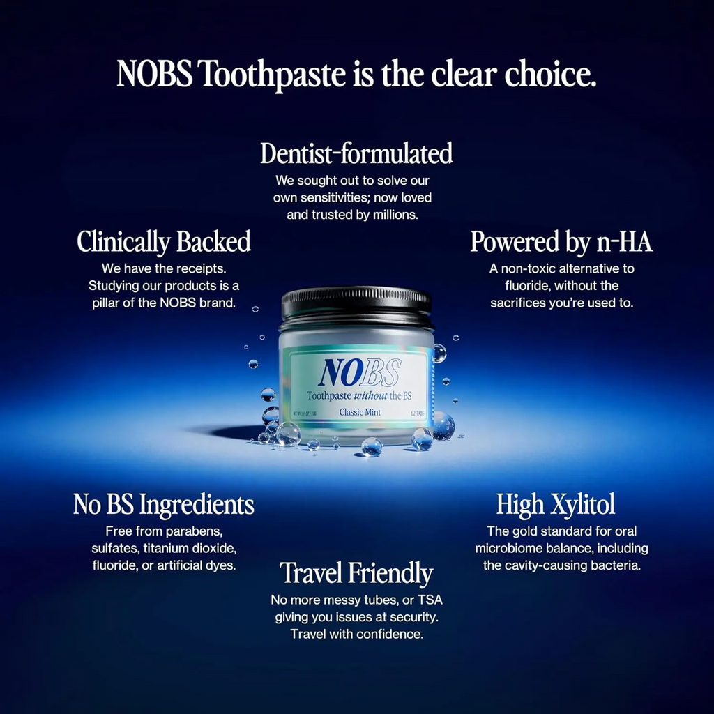 NOBS Toothpaste Tablets – Nano Hydroxyapatite | Fluoride-Free, Zero-Waste