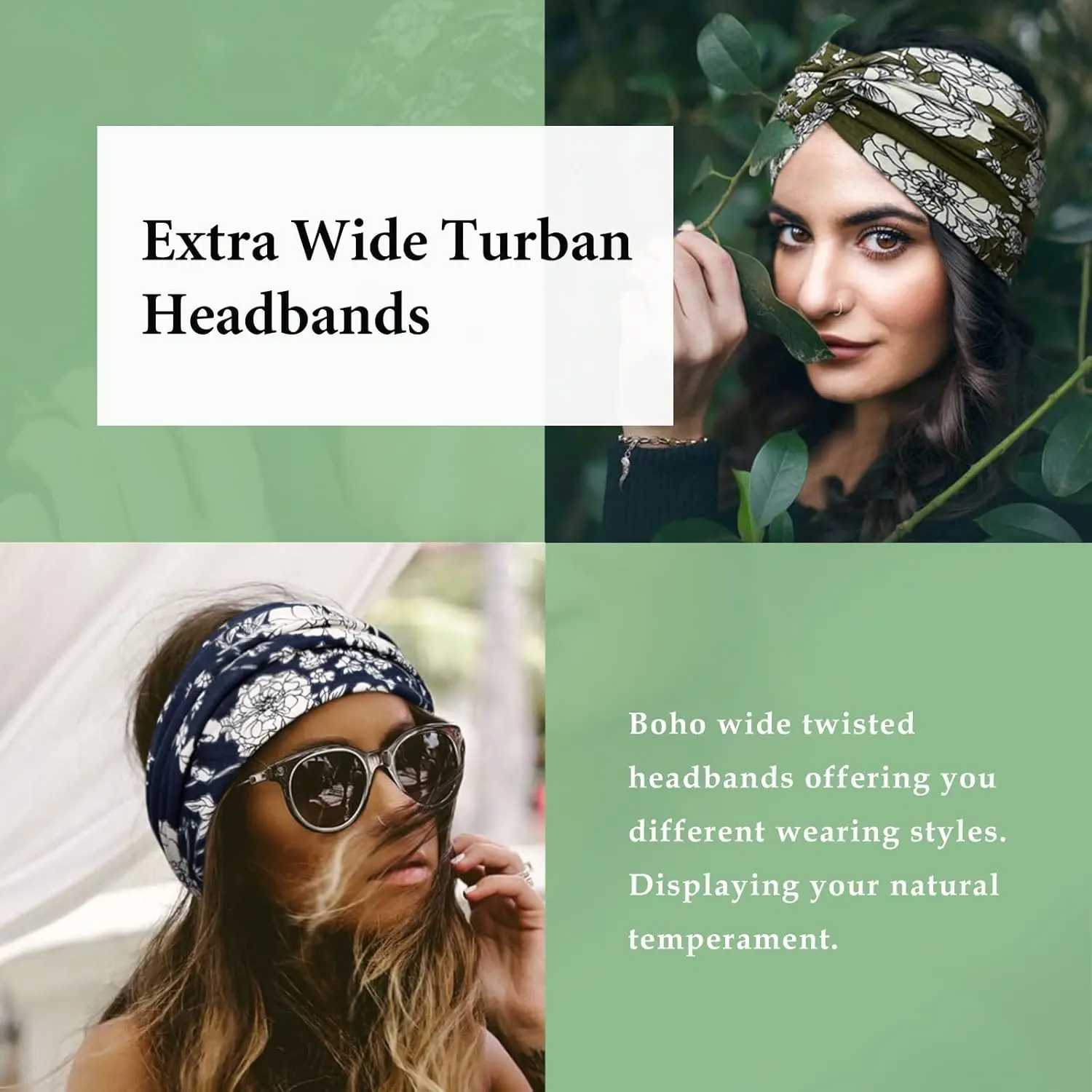 6-Pack Boho Wide Headbands for Women – Stretchy Non-Slip Workout & Yoga Hair Wraps