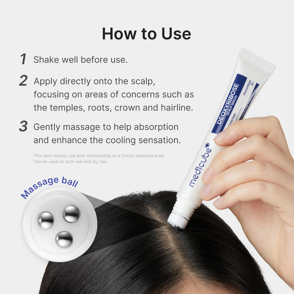 Deoxyribose Scalp Serum – Roll-On Hair Density Booster with Rosemary, EGF & Caffeine for Fine, Thin Hair
