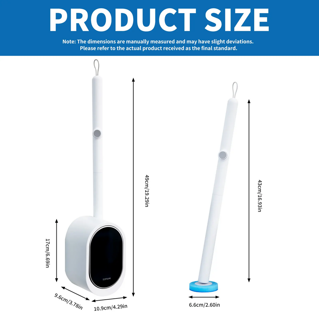 Disposable Toilet Brush Kit – No-Touch Rotating Cleaner with Handle & Refill Heads for Under-Rim & Corner Cleaning