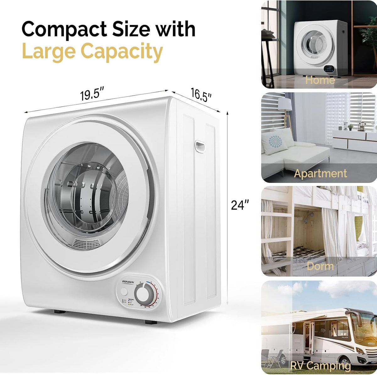 Portable Clothes Dryer – 110V Front Load Tumble Dryer with Stainless Steel Tub