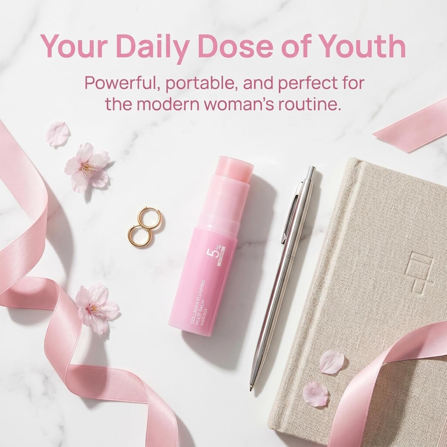Pink Collagen Volume Multi Balm Stick, Collagen Plumping Balm, Retinol & Peptide