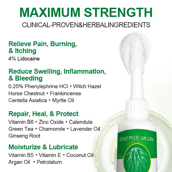 Organic Hemorrhoid Treatment Cream-Gel with Aloe Vera – Relieves Pain, Itching & Swelling | 1.4 oz with Finger Cots