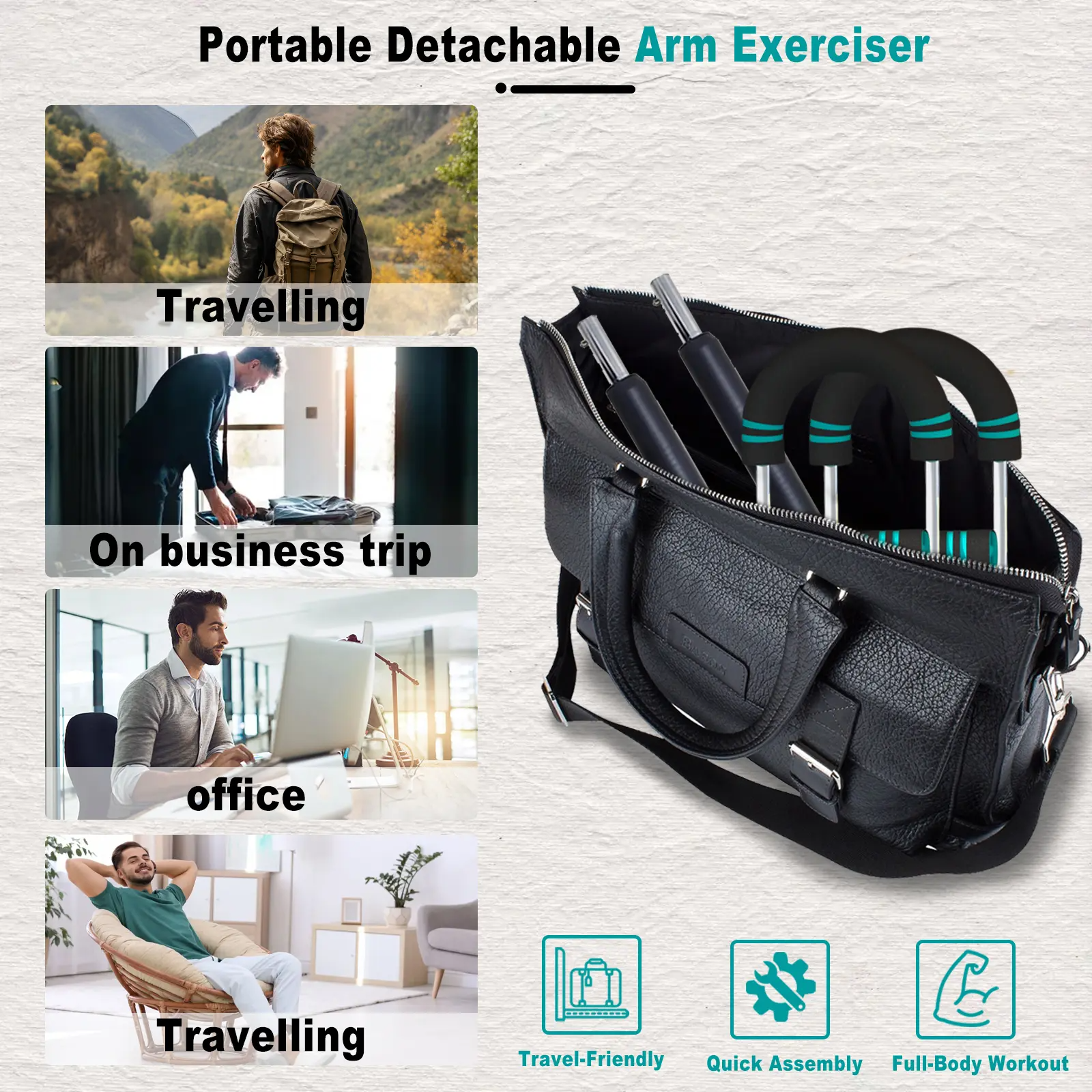 Adjustable Arm & Chest Trainer – Resistance Workout Equipment for Men | 60-120 lbs