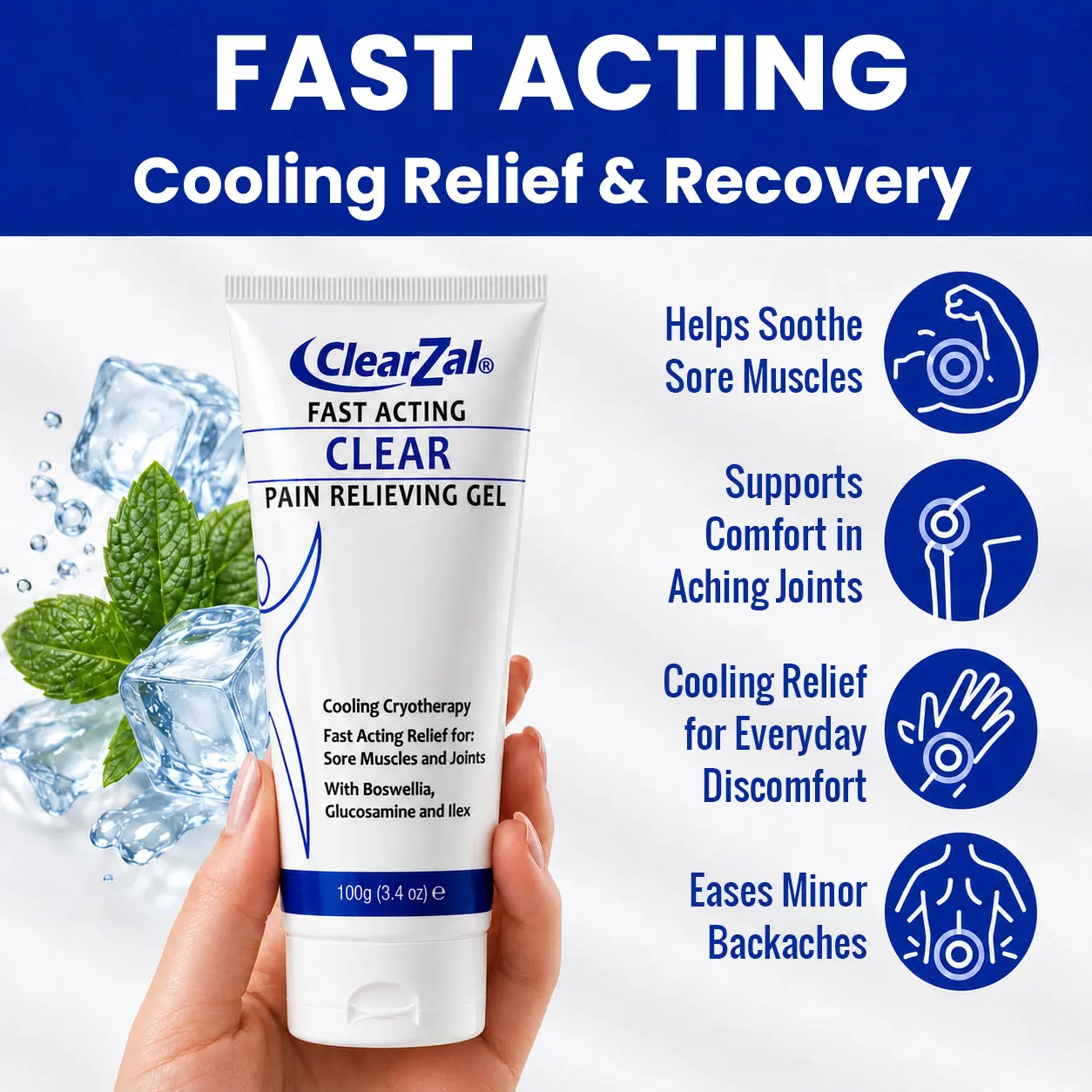 Soothing Cooling Gel with Menthol & Frankincense – Muscle Tension Relief (100g)