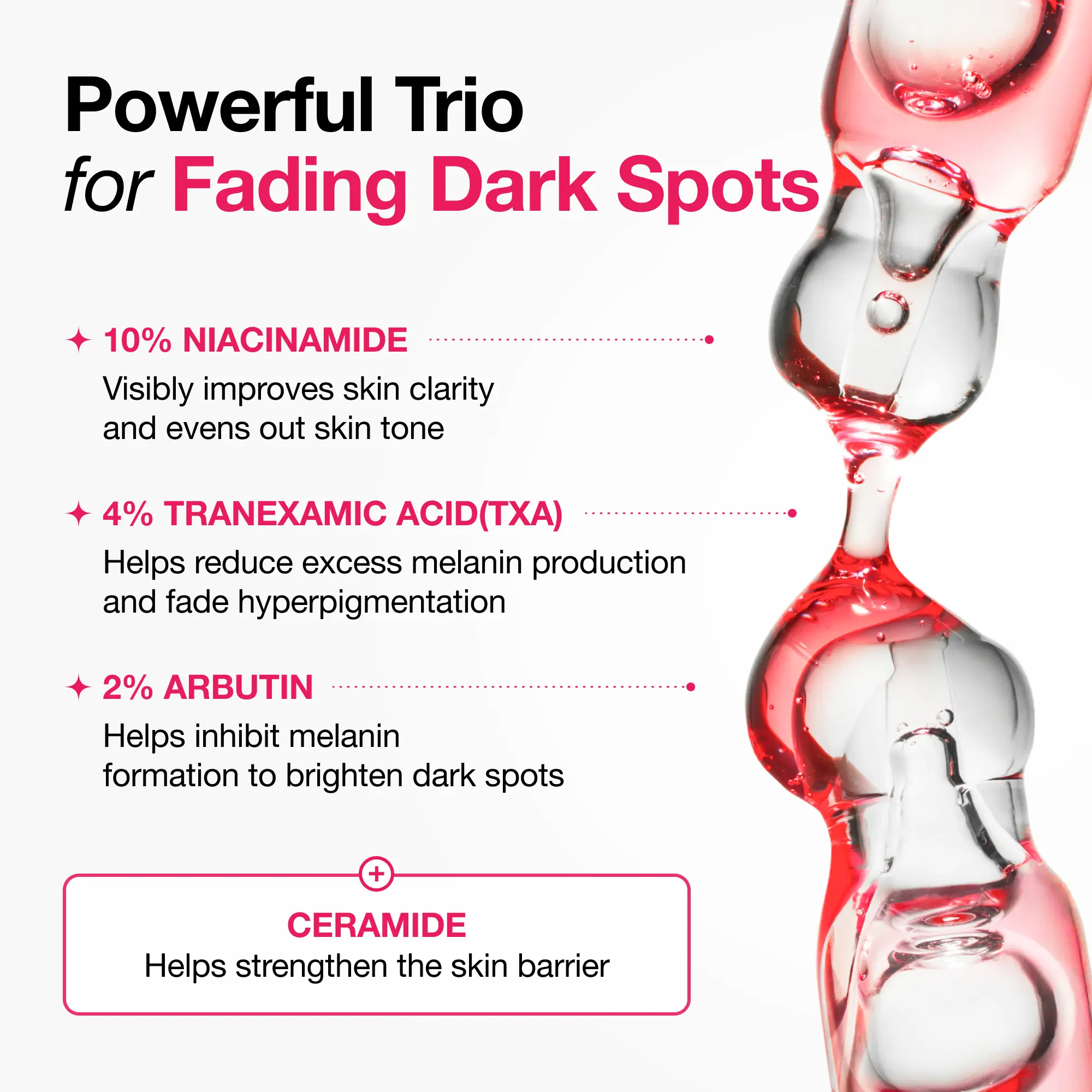 Dark Spot Correcting Serum : 10% Niacinamide+ 4% Tranexamic Acid 1.01 fl.oz. (30ml) ｜ Niacinamide Serum