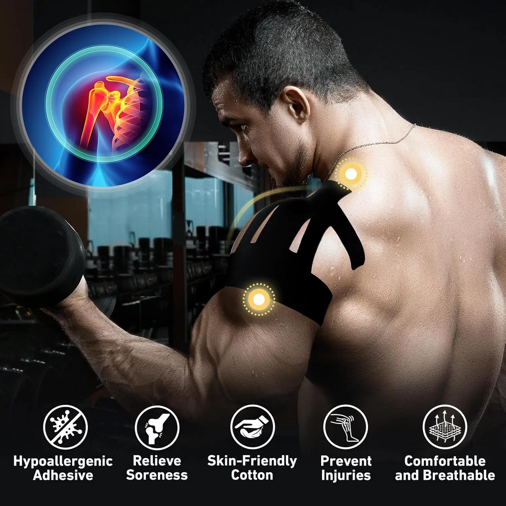 Pre-Cut Kinesiology Tape for Shoulder Pain Relief – Waterproof Breathable Athletic Support, 10–30pcs