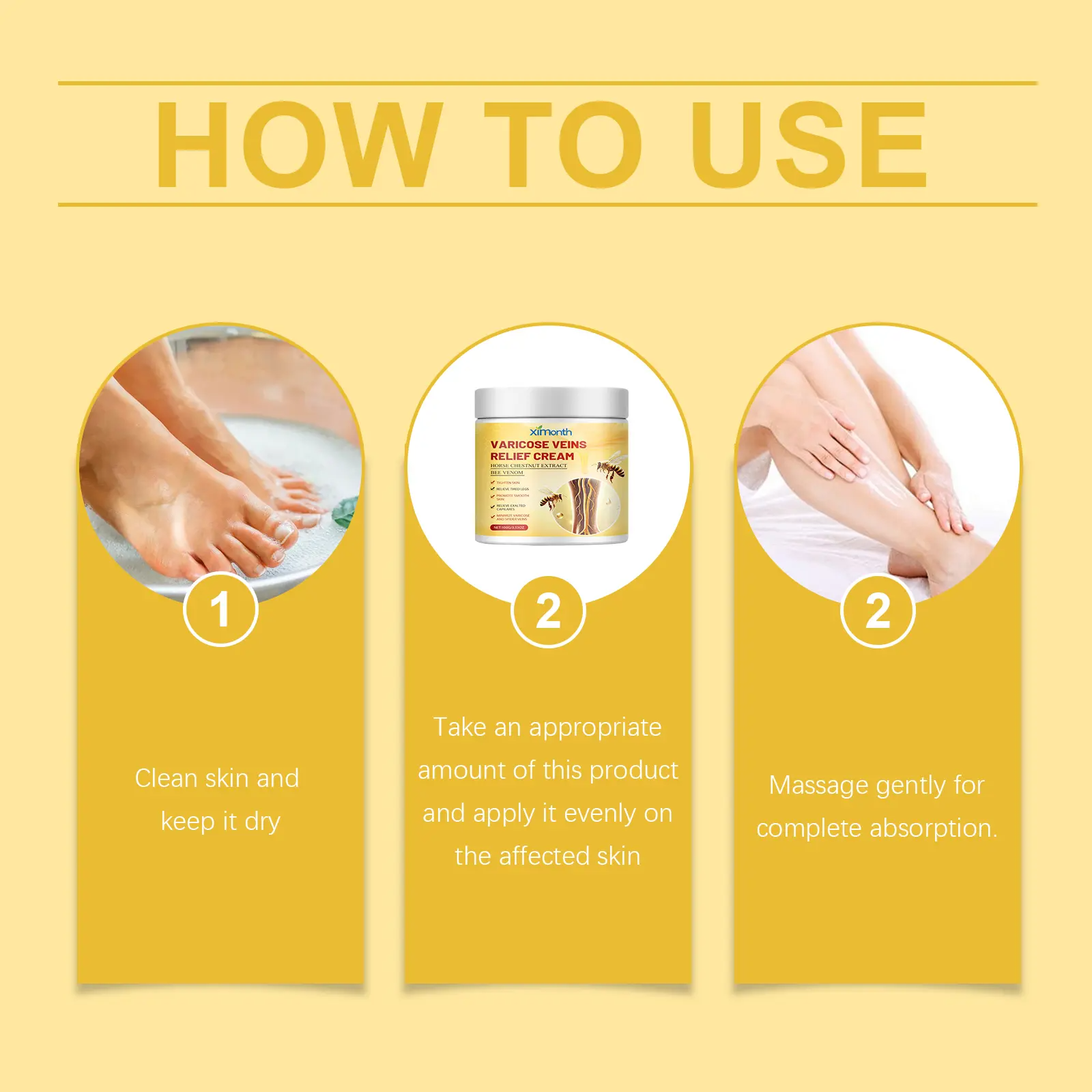 Pain & Swelling Relief Body Lotion, 100g Moisturizer  Bee Venom Extract Varicose Veins Cream,