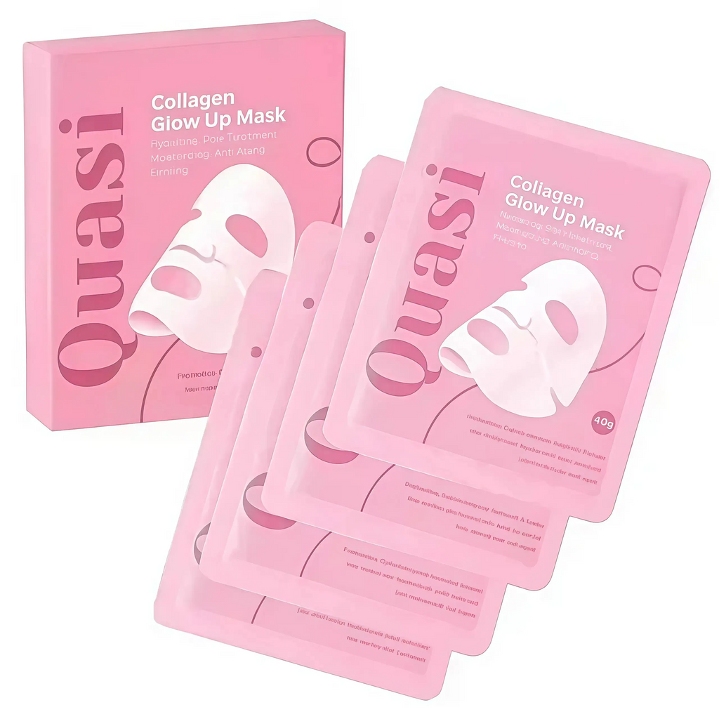 Quasi BioCollagen Face Mask, Firm Skin Deep HydratingMasks for Wrinkle Reduction and PoreMinimization - Glow like Glass Skin (2 Box × 8Pcs)