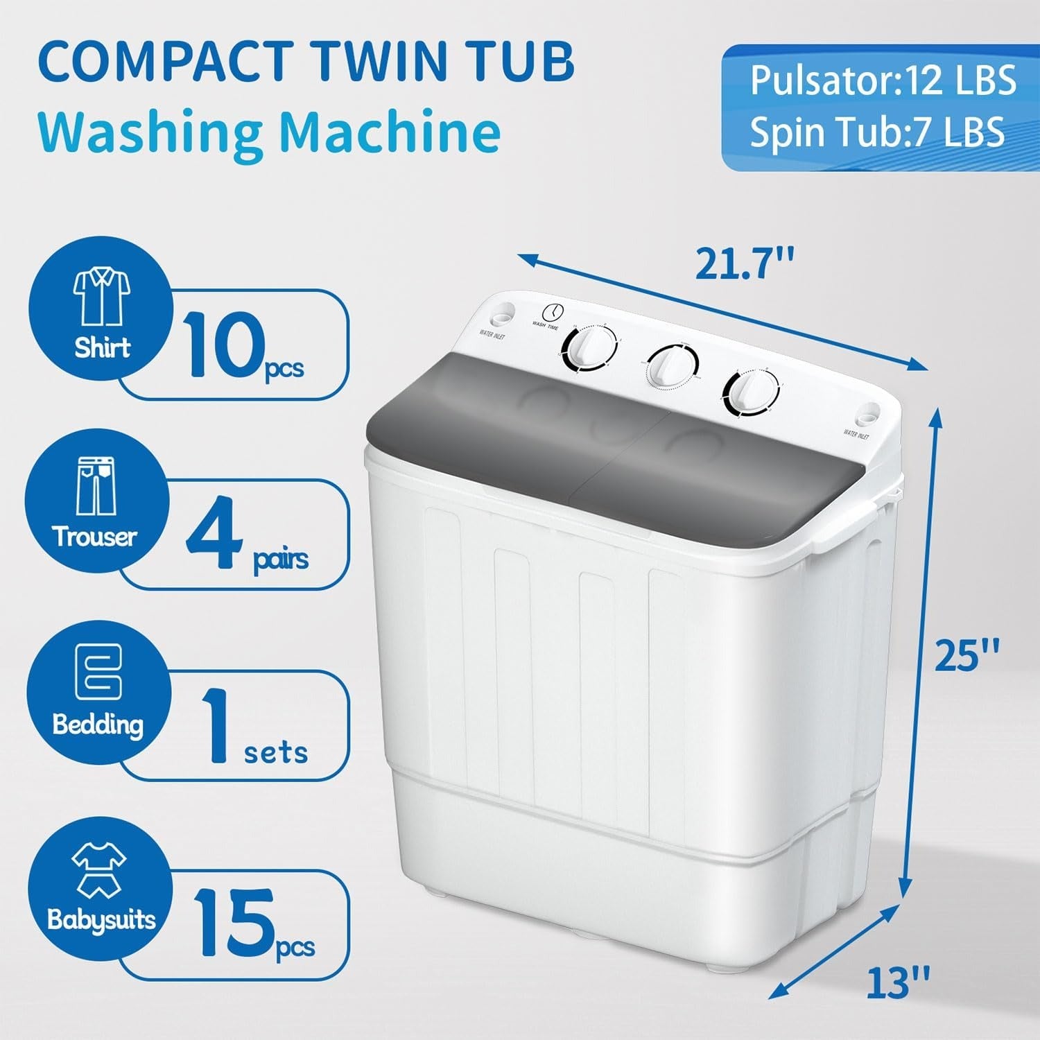 Portable Twin Tub Washing Machine – Compact & Efficient Home Laundry