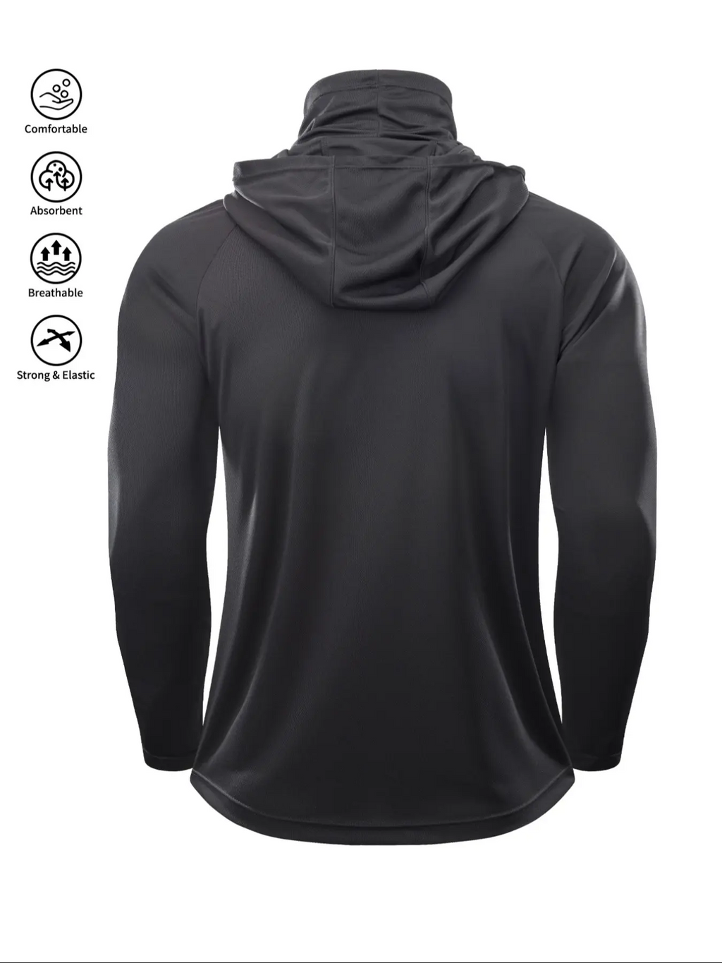 Men's UV Protection Hooded Shirt with Face Mask – Quick-Dry, Breathable | S–2XL