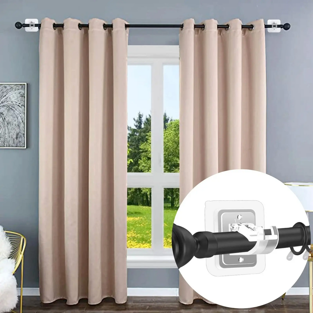 Curtain Rod Brackets with Clips – Transparent Adjustable Drapery Hooks & Rod Holders