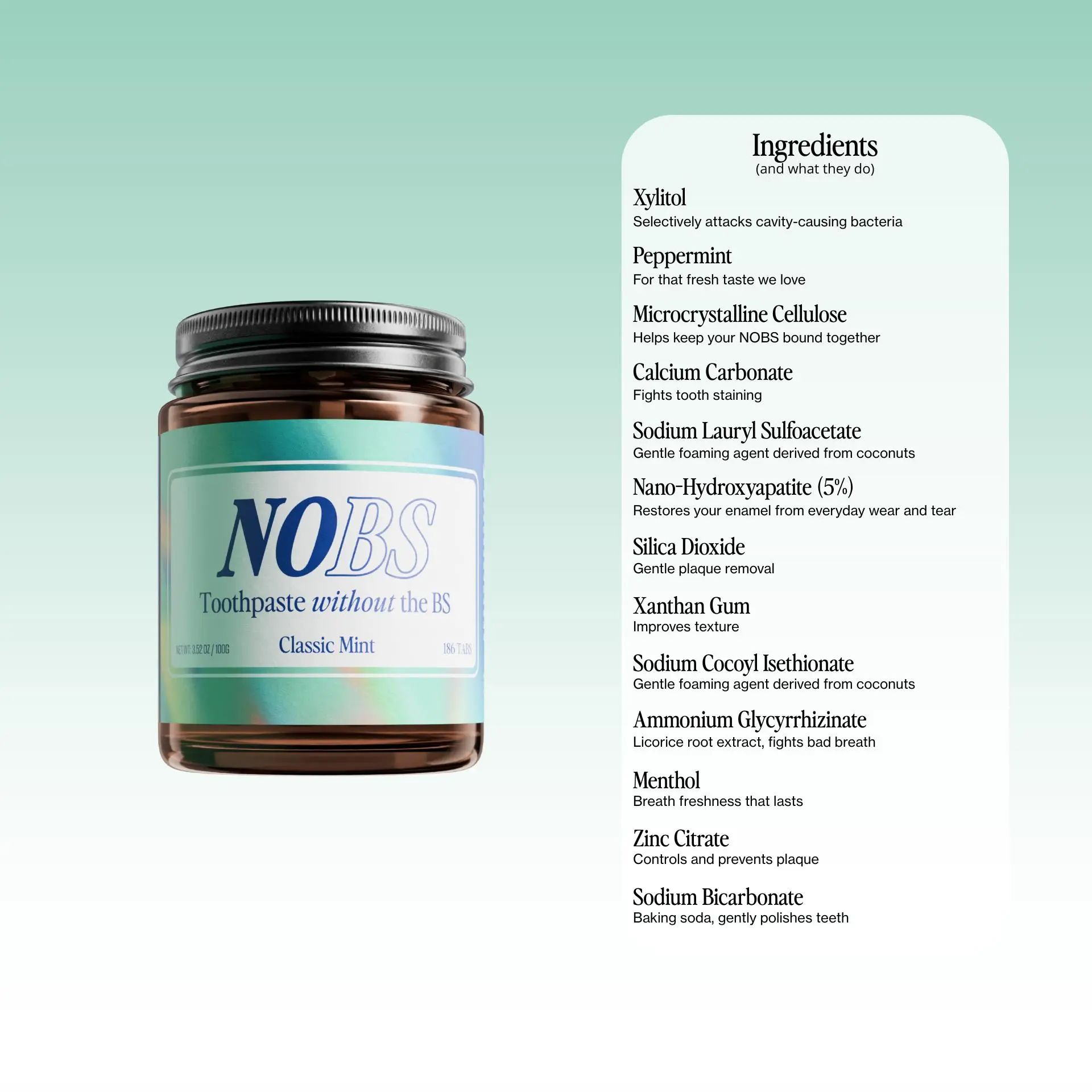 NOBS Toothpaste Tablets – Nano Hydroxyapatite | Fluoride-Free, Zero-Waste