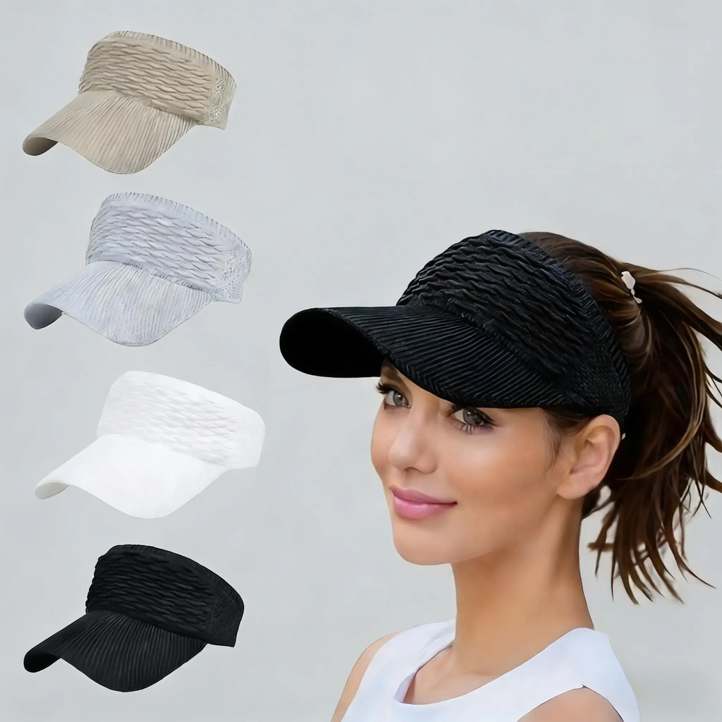 Women's High Ponytail Sun Visor Hat – Breathable UV Protection Visor for Outdoor Sports & Beach