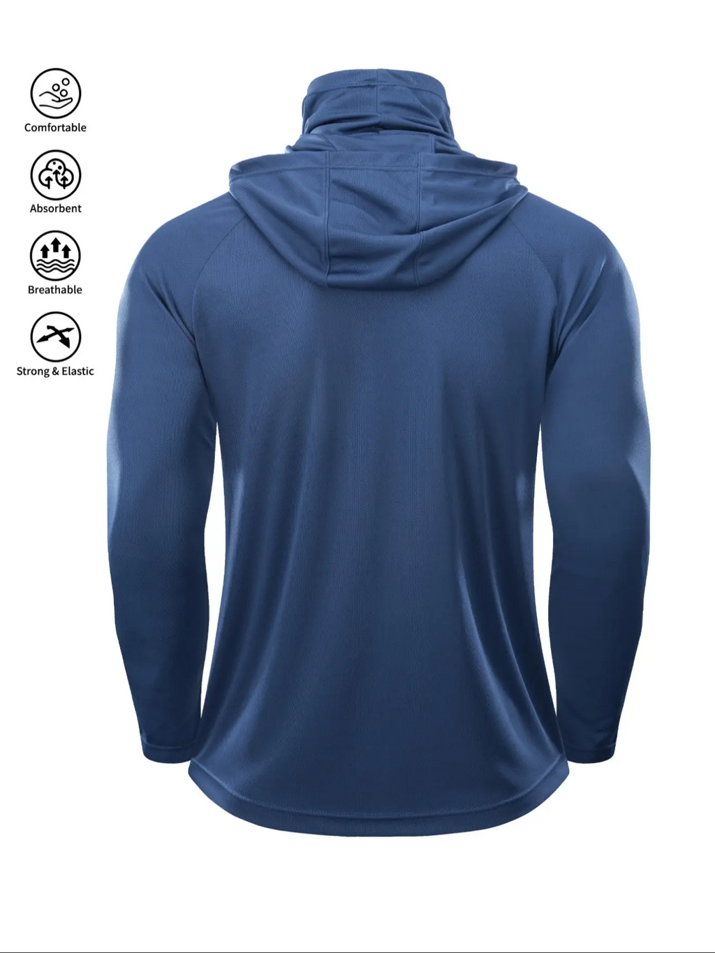 Men's UV Protection Hooded Shirt with Face Mask – Quick-Dry, Breathable | S–2XL