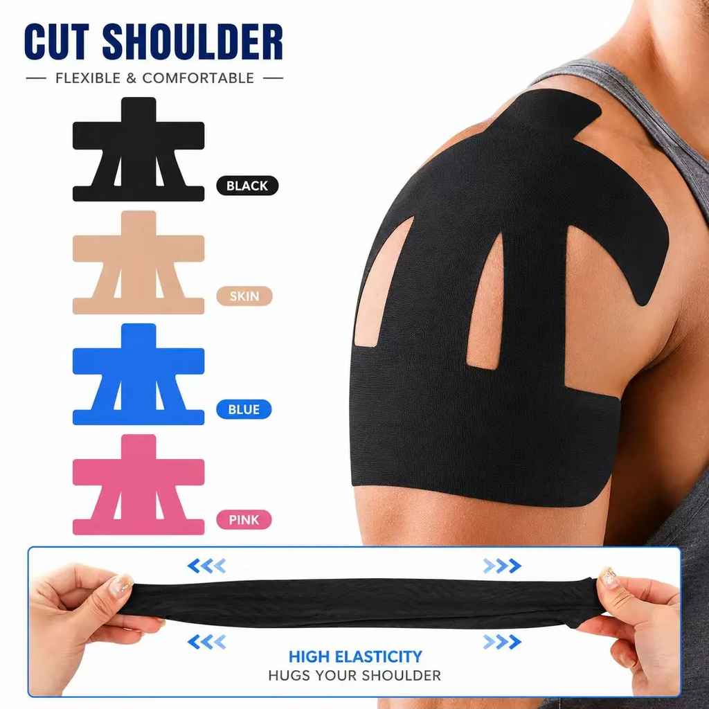 Pre-Cut Kinesiology Tape for Shoulder Pain Relief – Waterproof Breathable Athletic Support, 10–30pcs